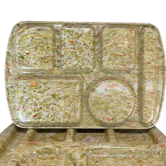 5 VTG PROLON WARE Melmac School Lunch Divided Tray Plate Confetti 9953 MCM - Picture 2 of 4